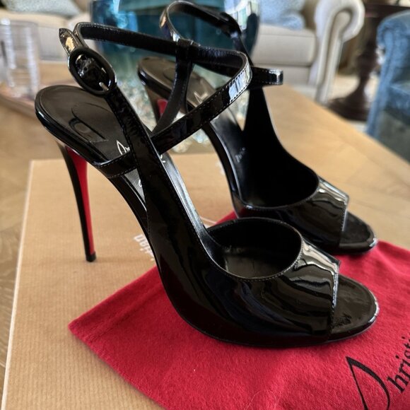 Christian Louboutin BRAND NEW So Jenlove 100, Patent Black Stilettos - Picture 7 of 8